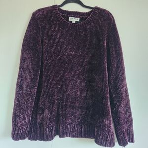 Orvis Purple Chenille Ribbed Sweater Women’s Large Soft Cozy